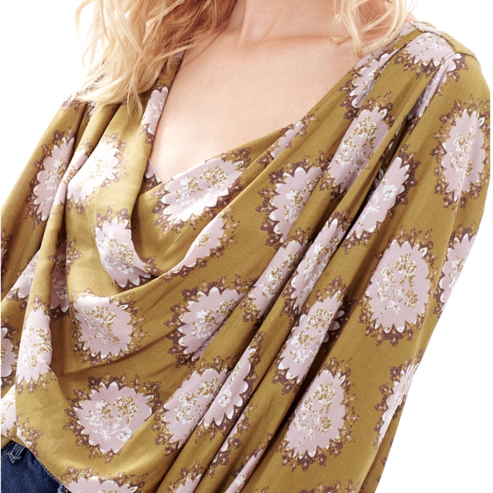 Free People Cowling Around Top | Size Small | Goldenrod + Lavender | $45.00